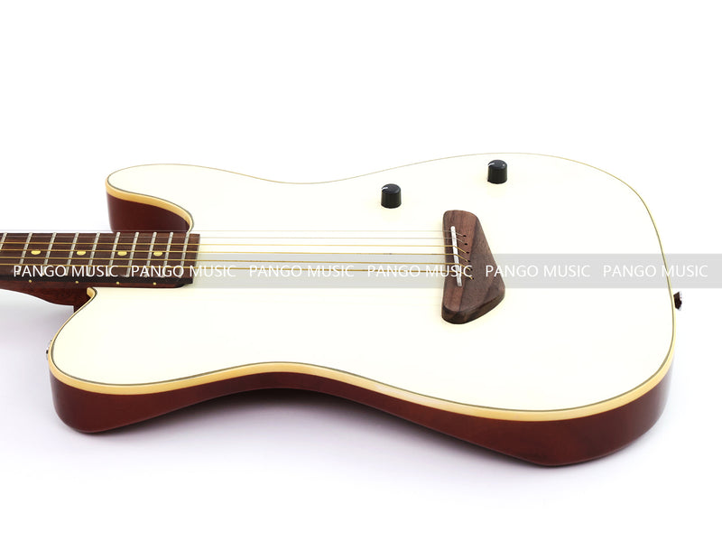 PANGO 6-String Solid Body Glossy Vintage White Silent Acoustic-Electric Guitar (SE-504)