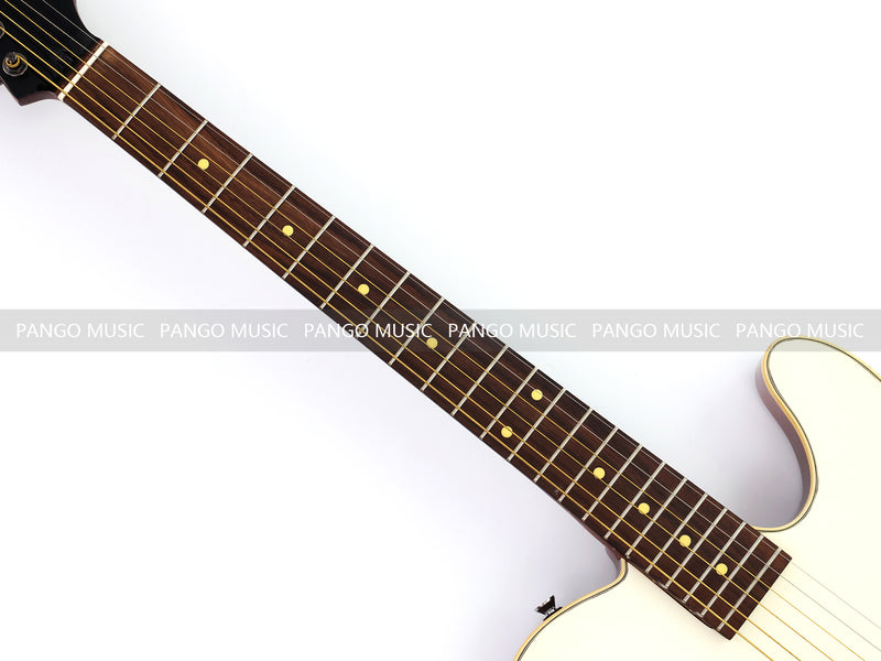 PANGO 6-String Solid Body Glossy Vintage White Silent Acoustic-Electric Guitar (SE-504)