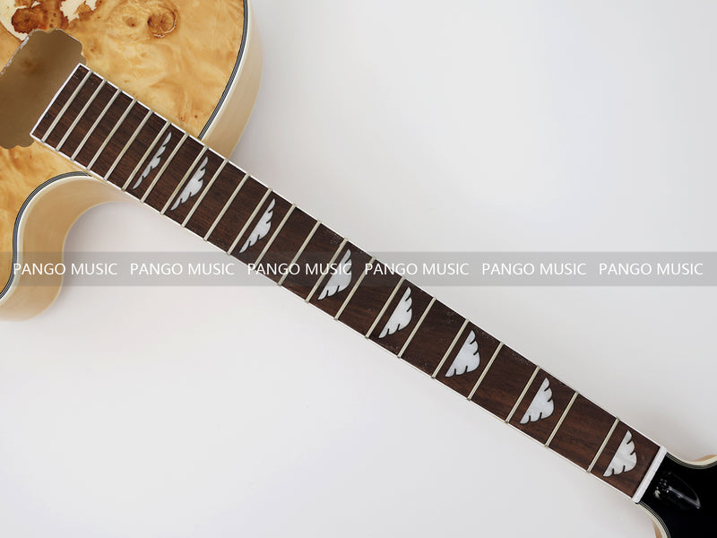 PANGO Hollow Body Electric Guitar with Burl Maple Top (ZQN0180, No Hardware)