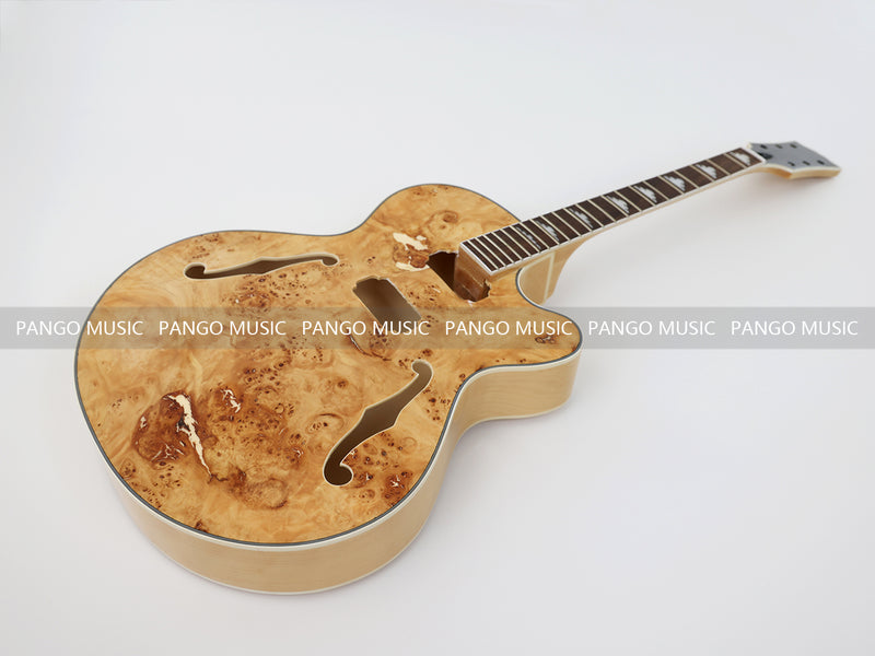 PANGO Hollow Body Electric Guitar with Burl Maple Top (ZQN0180, No Hardware)