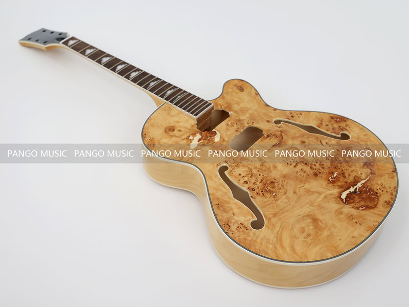 PANGO Hollow Body Electric Guitar with Burl Maple Top (ZQN0180, No Hardware)