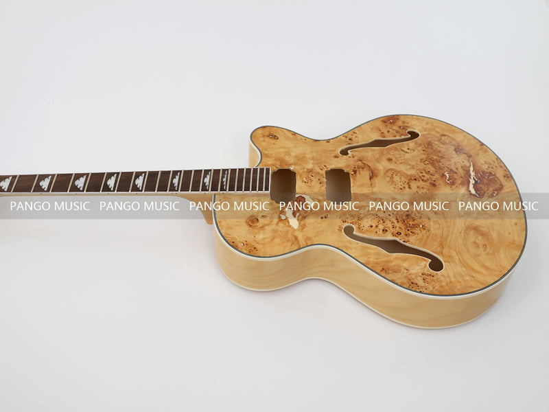 PANGO Hollow Body Electric Guitar with Burl Maple Top (ZQN0180, No Hardware)