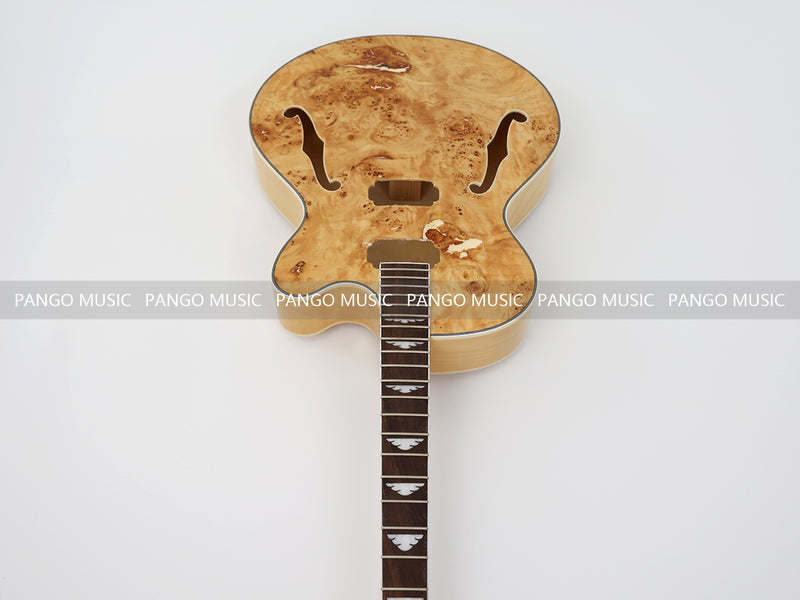 PANGO Hollow Body Electric Guitar with Burl Maple Top (ZQN0180, No Hardware)