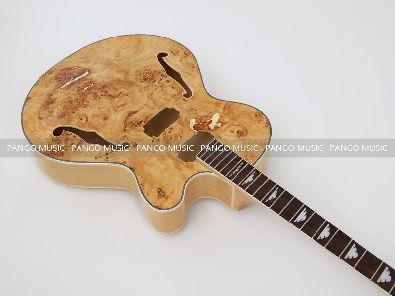 PANGO Hollow Body Electric Guitar with Burl Maple Top (ZQN0180, No Hardware)