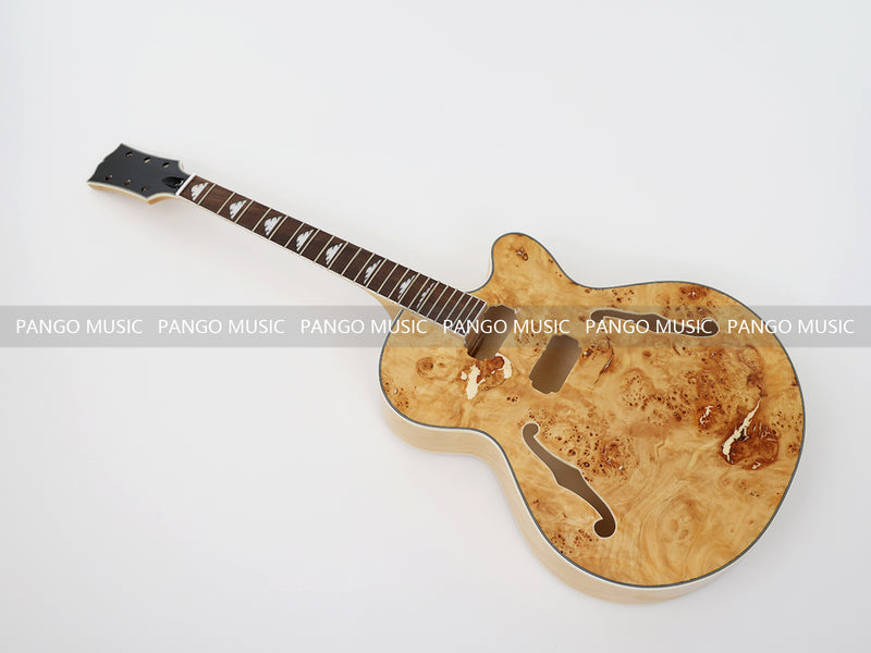 PANGO Hollow Body Electric Guitar with Burl Maple Top (ZQN0180, No Hardware)