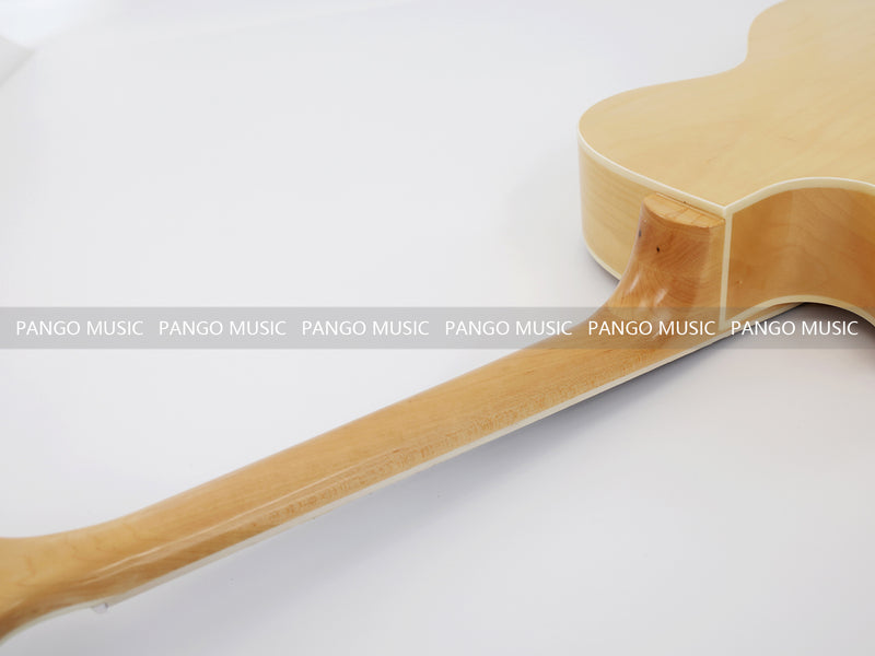 PANGO Hollow Body Electric Guitar with Burl Maple Top (ZQN0180, No Hardware)