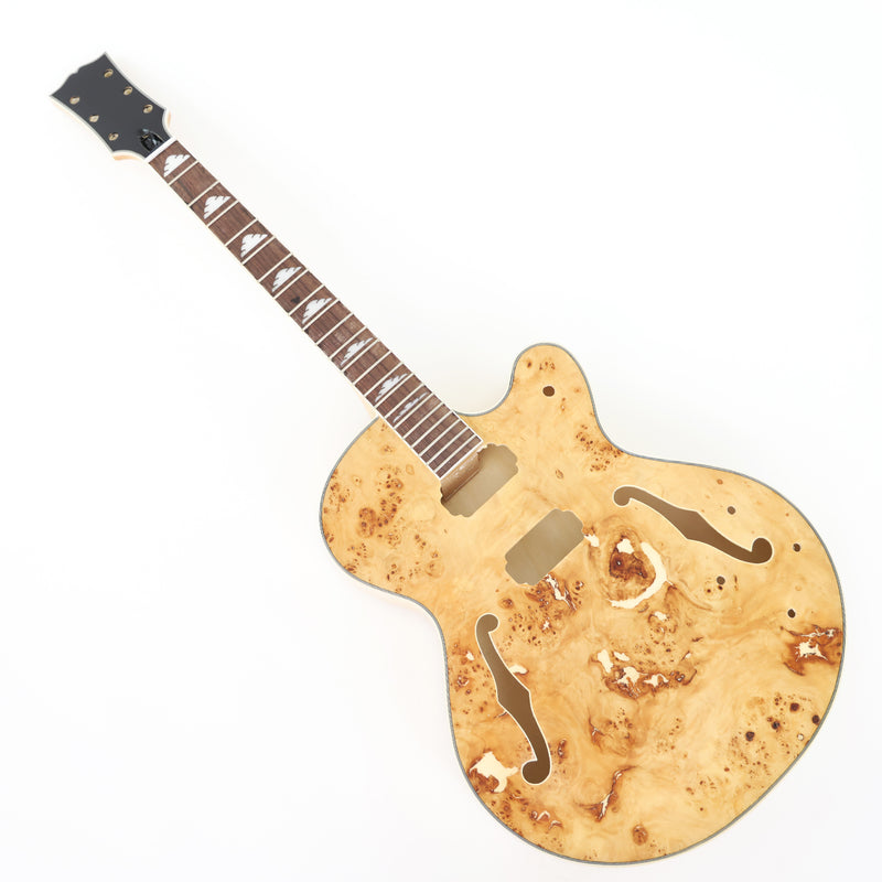PANGO Hollow Body Electric Guitar with Burl Maple Top (ZQN0180, No Hardware)