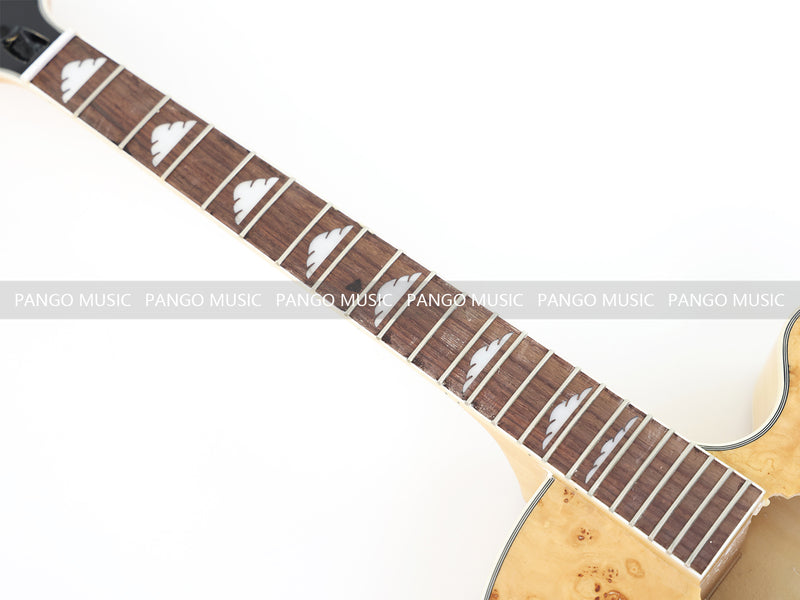PANGO Hollow Body Electric Guitar with Burl Maple Top (ZQN0180, No Hardware)