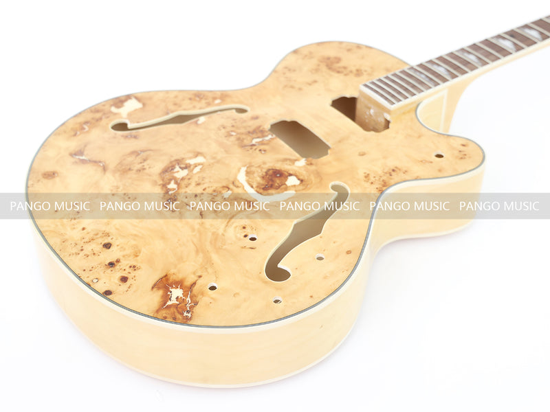 PANGO Hollow Body Electric Guitar with Burl Maple Top (ZQN0180, No Hardware)
