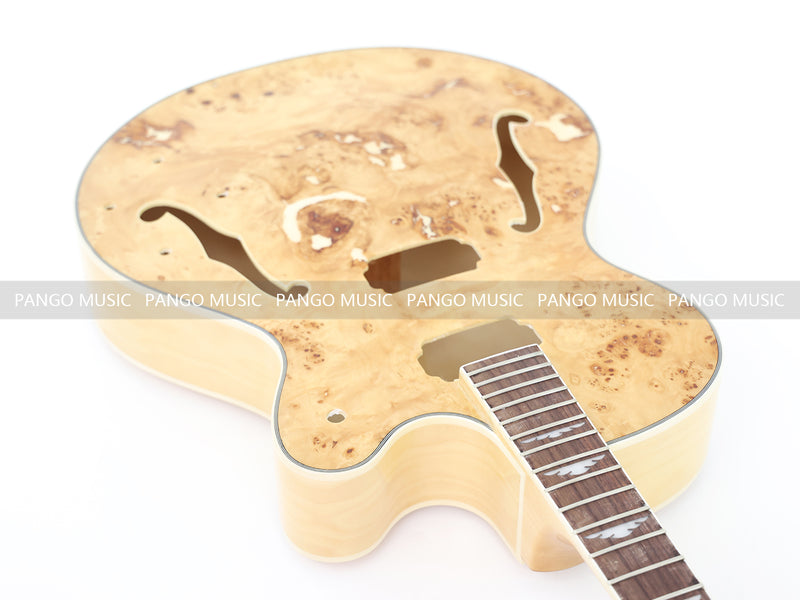 PANGO Hollow Body Electric Guitar with Burl Maple Top (ZQN0180, No Hardware)