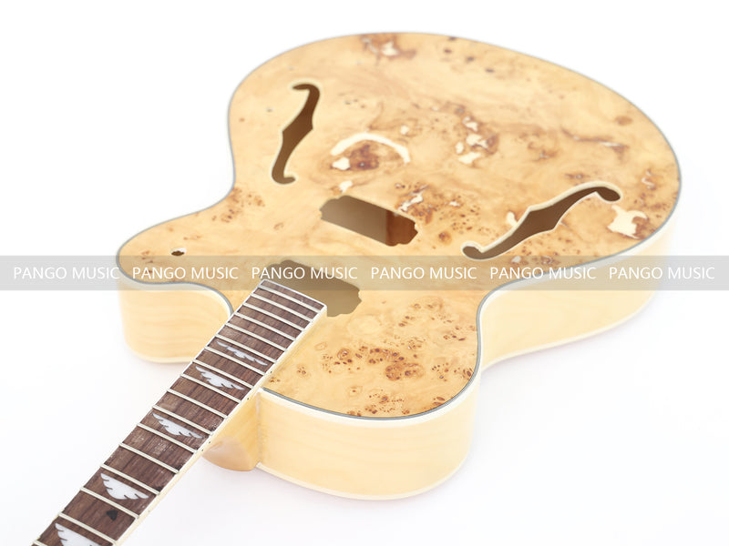 PANGO Hollow Body Electric Guitar with Burl Maple Top (ZQN0180, No Hardware)