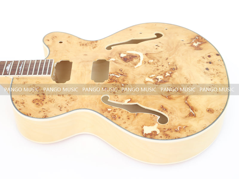 PANGO Hollow Body Electric Guitar with Burl Maple Top (ZQN0180, No Hardware)