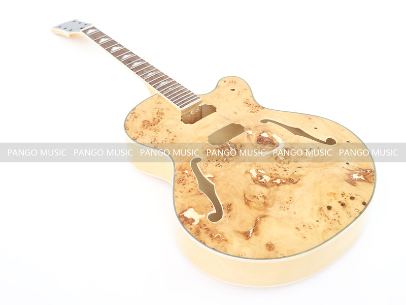 PANGO Hollow Body Electric Guitar with Burl Maple Top (ZQN0180, No Hardware)