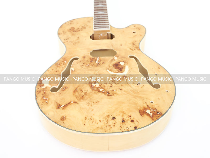 PANGO Hollow Body Electric Guitar with Burl Maple Top (ZQN0180, No Hardware)
