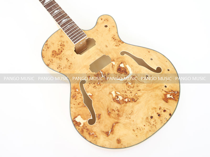 PANGO Hollow Body Electric Guitar with Burl Maple Top (ZQN0180, No Hardware)