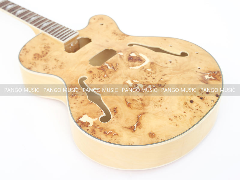 PANGO Hollow Body Electric Guitar with Burl Maple Top (ZQN0180, No Hardware)