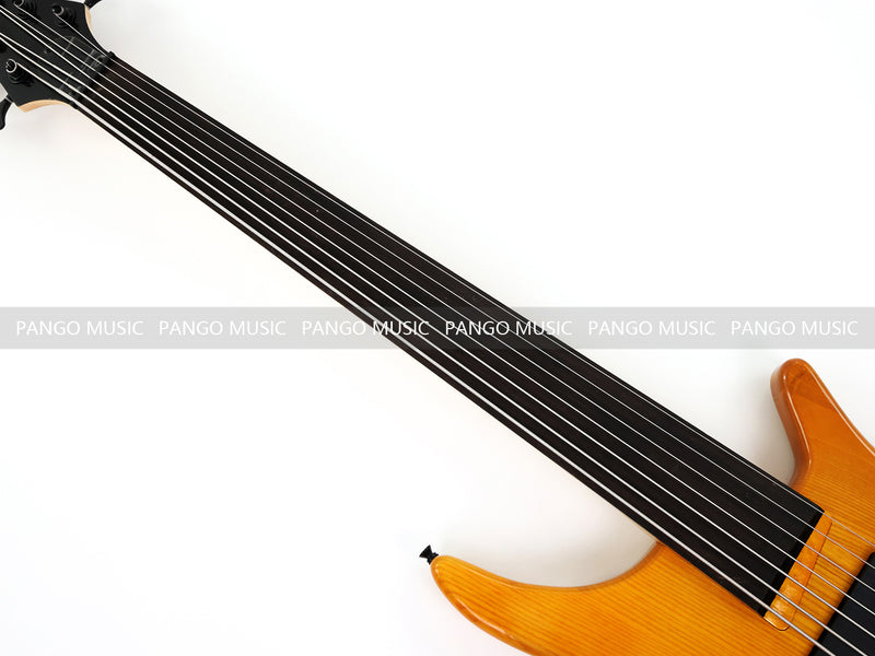 PANGO MUSIC 7-String Fretless Electric Bass Guitar with Gloss Transparent Amber Finish (GKS-047)