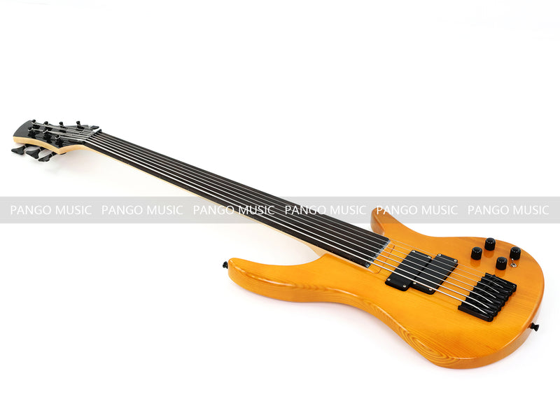 PANGO MUSIC 7-String Fretless Electric Bass Guitar with Gloss Transparent Amber Finish (GKS-047)