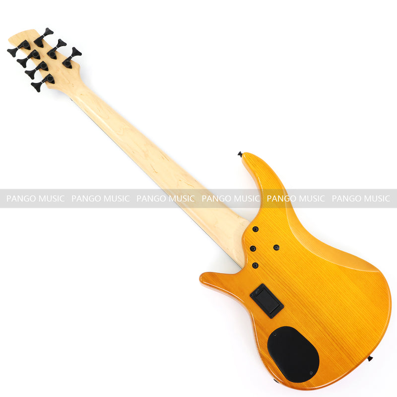 PANGO MUSIC 7-String Fretless Electric Bass Guitar with Gloss Transparent Amber Finish (GKS-047)
