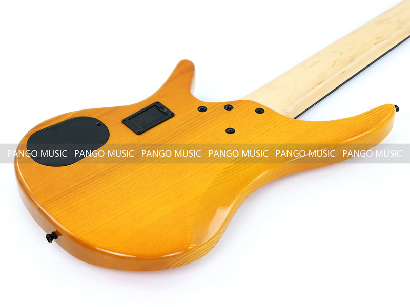 PANGO MUSIC 7-String Fretless Electric Bass Guitar with Gloss Transparent Amber Finish (GKS-047)