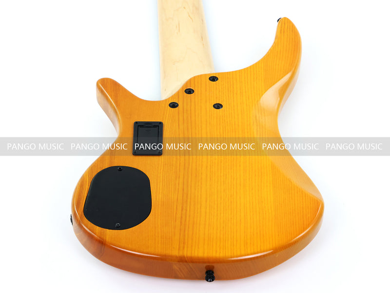 PANGO MUSIC 7-String Fretless Electric Bass Guitar with Gloss Transparent Amber Finish (GKS-047)