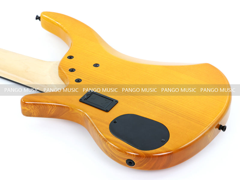 PANGO MUSIC 7-String Fretless Electric Bass Guitar with Gloss Transparent Amber Finish (GKS-047)
