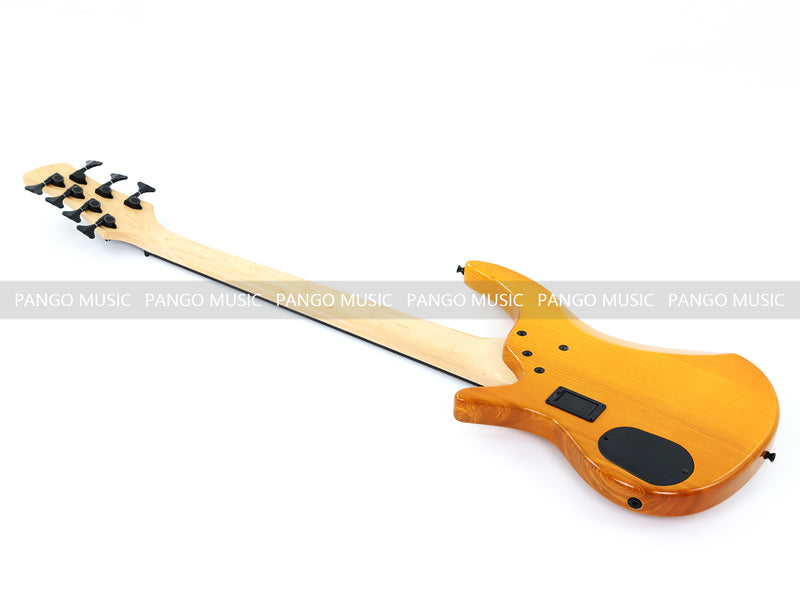 PANGO MUSIC 7-String Fretless Electric Bass Guitar with Gloss Transparent Amber Finish (GKS-047)
