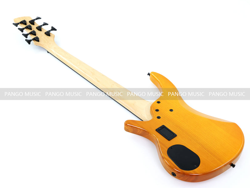 PANGO MUSIC 7-String Fretless Electric Bass Guitar with Gloss Transparent Amber Finish (GKS-047)