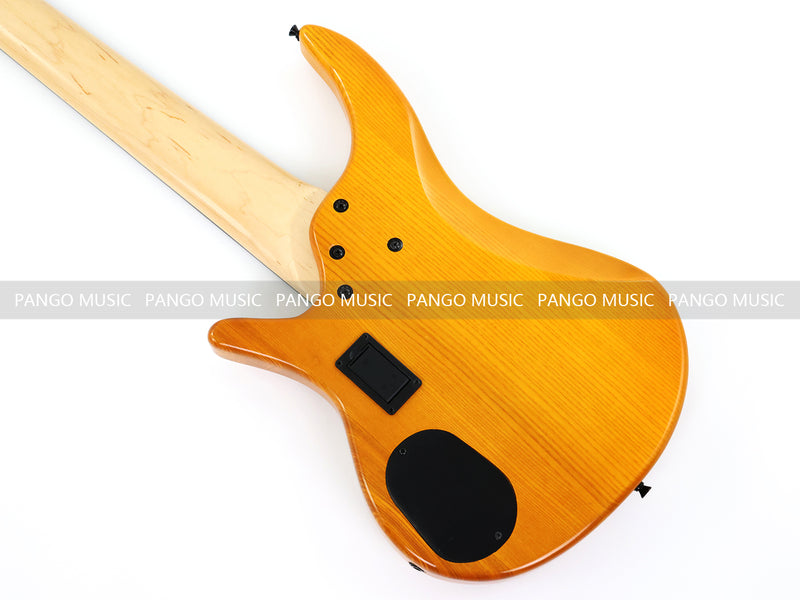 PANGO MUSIC 7-String Fretless Electric Bass Guitar with Gloss Transparent Amber Finish (GKS-047)