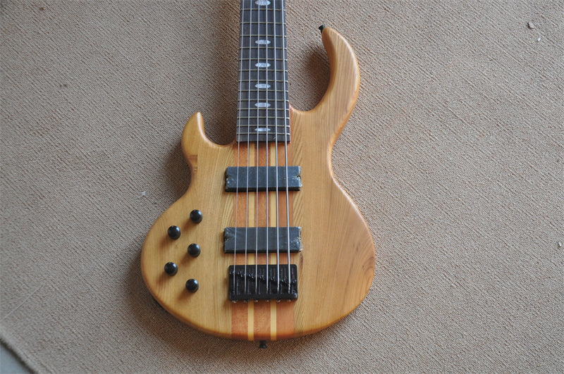 6 Strings Left Hand Electric Bass Guitar (ZQN0408, Active Electronics, Neck Through)