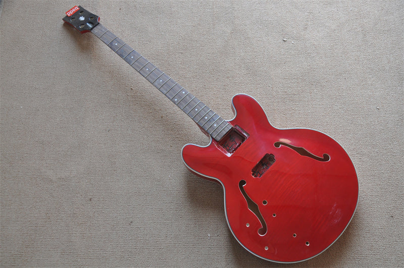 4 Strings Semi Hollow Left Hand Electric Bass Guitar (ZQN0412, No Hardware)