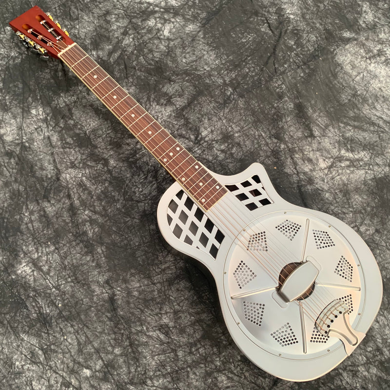 PANGO Music Metal Body Single Cone Resonator Electric Guitar (YMZ-203)