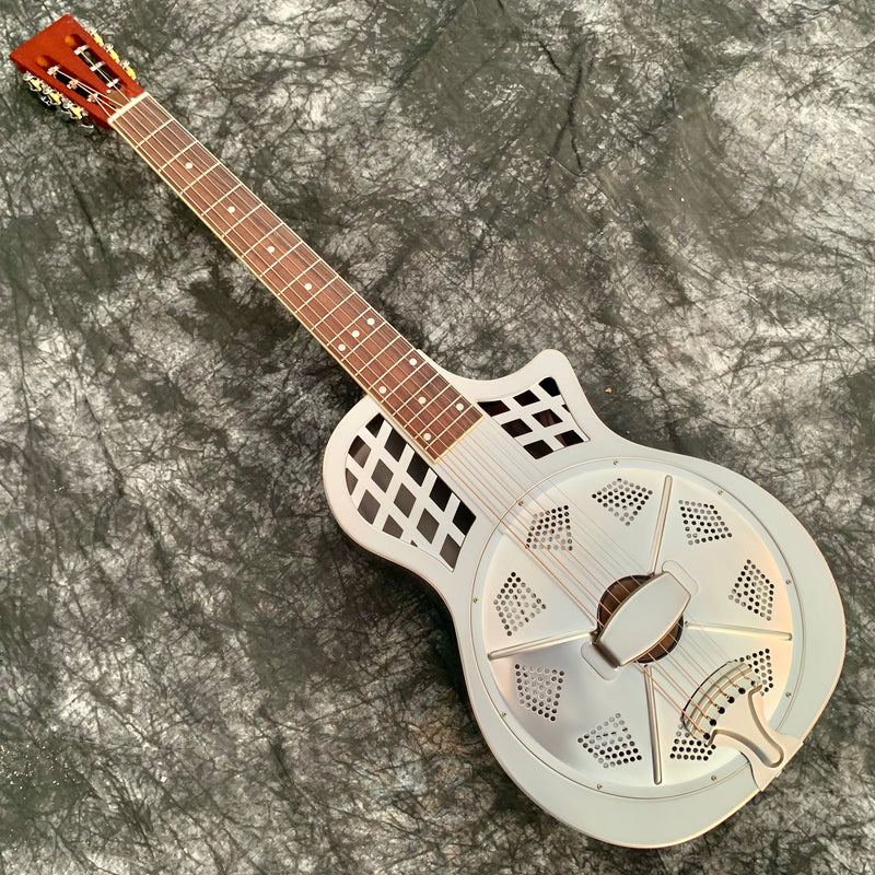 PANGO Music Metal Body Single Cone Resonator Electric Guitar (YMZ-203)