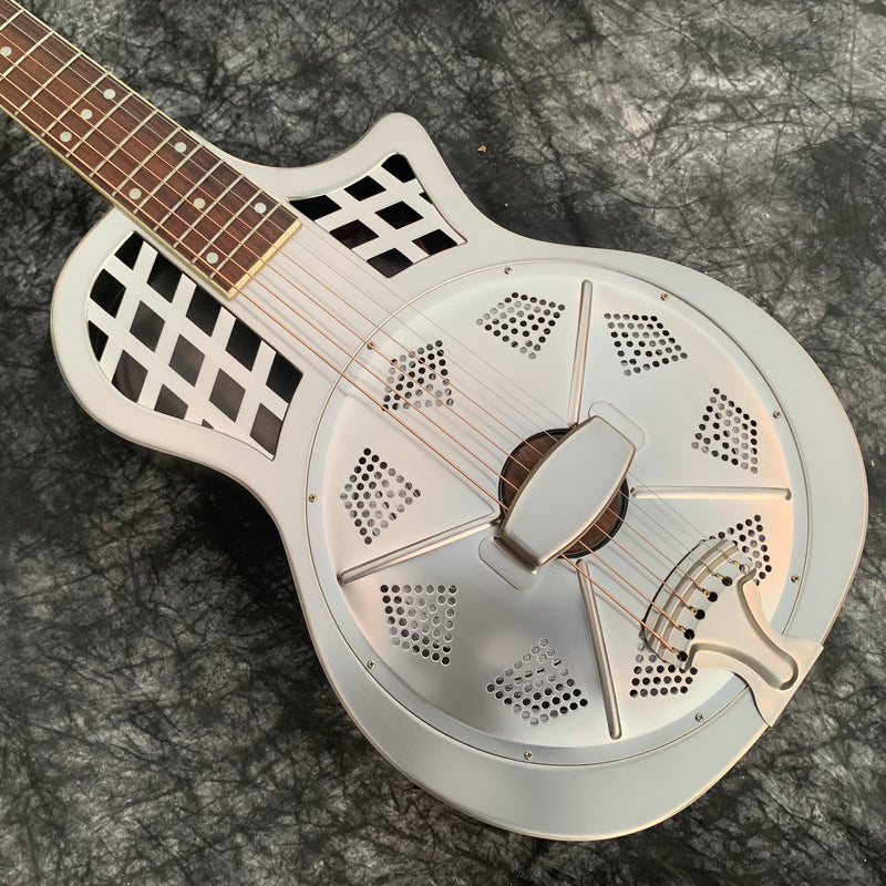 PANGO Music Metal Body Single Cone Resonator Electric Guitar (YMZ-203)