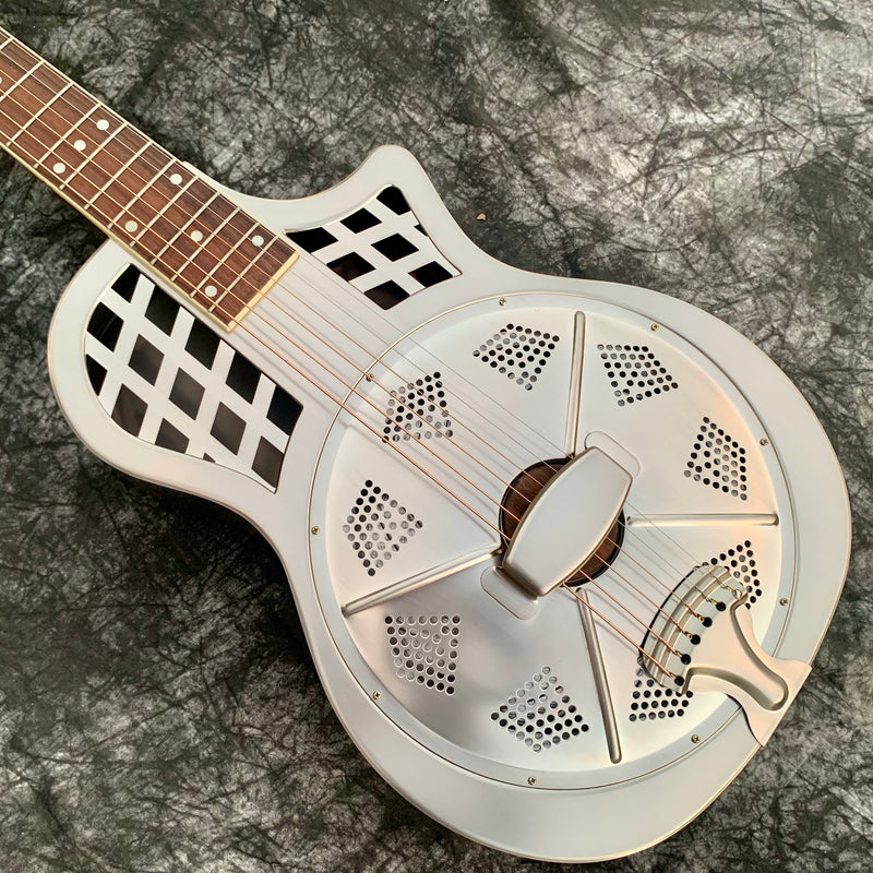 PANGO Music Metal Body Single Cone Resonator Electric Guitar (YMZ-203)