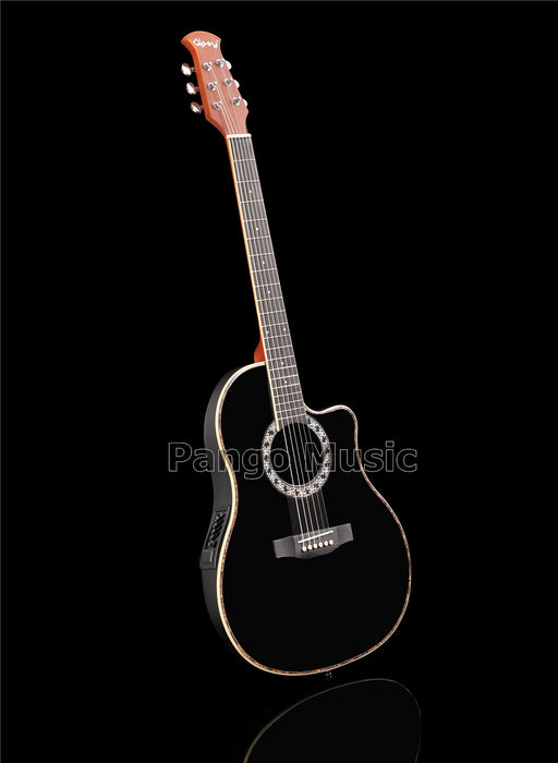 41 Inch Round Back Black Acoustic Guitar with 4 Sections EQ (PNT-132)