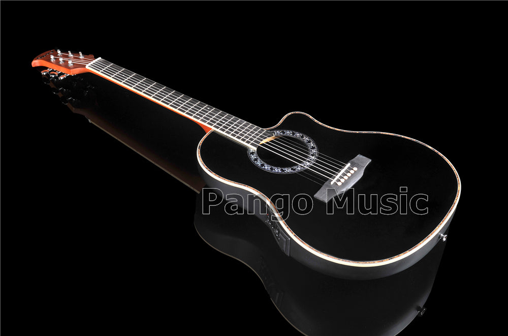 41 Inch Round Back Black Acoustic Guitar with 4 Sections EQ (PNT-132)