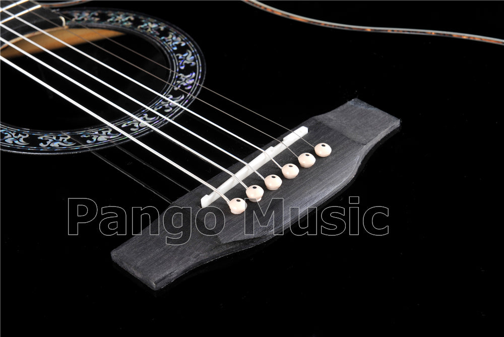 41 Inch Round Back Black Acoustic Guitar with 4 Sections EQ (PNT-132)