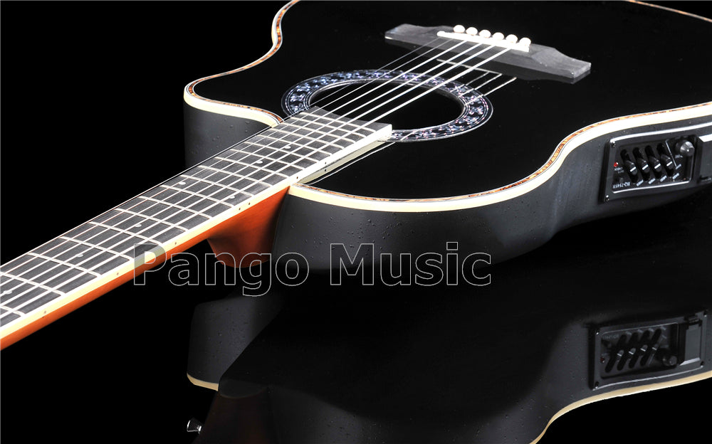 41 Inch Round Back Black Acoustic Guitar with 4 Sections EQ (PNT-132)