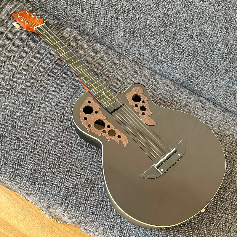 PANGO MUSIC Round Back Black Color Acoustic Electric Guitar (PRB-006)