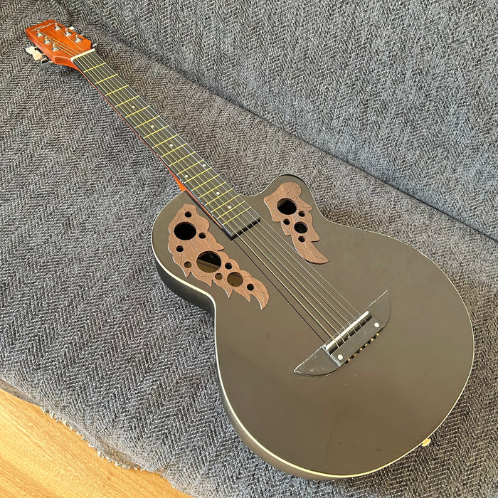 PANGO MUSIC Round Back Black Color Acoustic Electric Guitar (PRB-006)