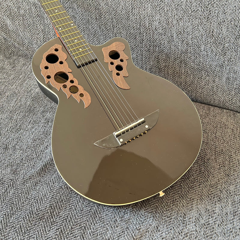PANGO MUSIC Round Back Black Color Acoustic Electric Guitar (PRB-006)