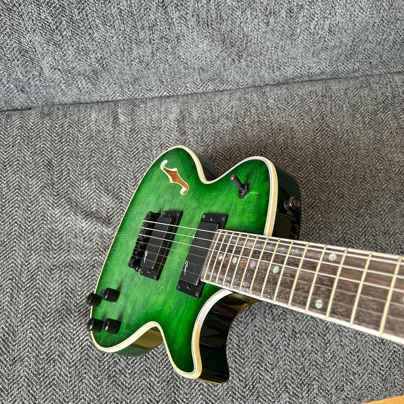 PANGO Music F Hole Electric Guitar with Burl Maple Top (YMZ-210)