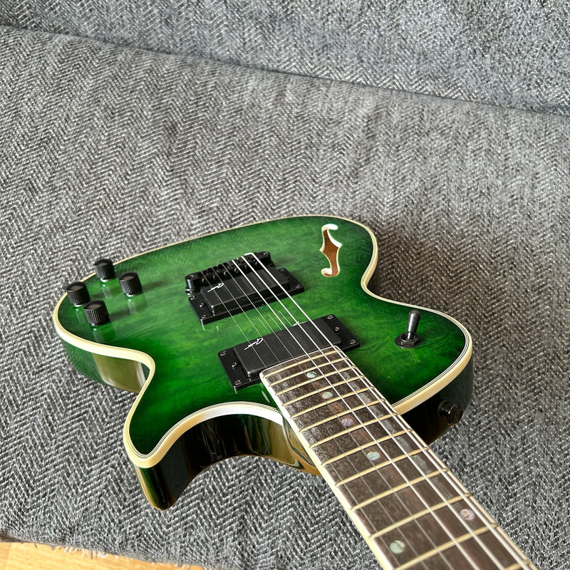 PANGO Music F Hole Electric Guitar with Burl Maple Top (YMZ-210)