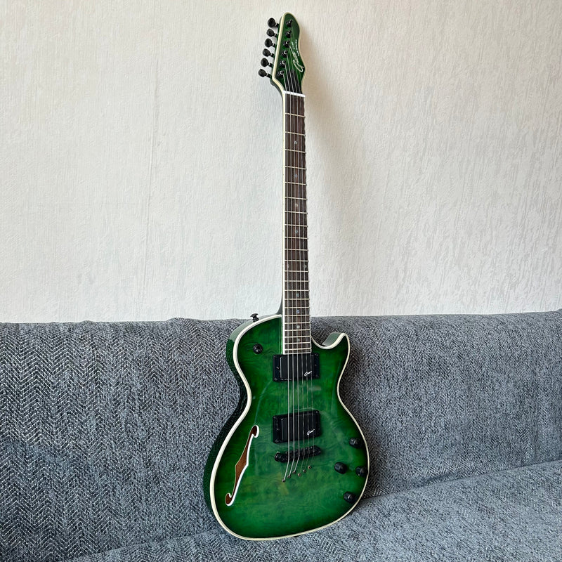 PANGO Music F Hole Electric Guitar with Burl Maple Top (YMZ-210)