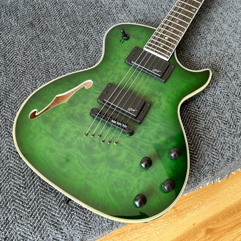 PANGO Music F Hole Electric Guitar with Burl Maple Top (YMZ-210)