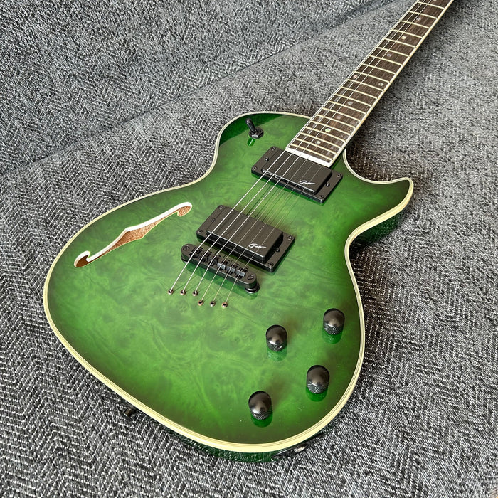 PANGO Music F Hole Electric Guitar with Burl Maple Top (YMZ-210)