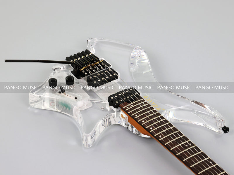 PANGO MUSIC Solid Acrylic Body Headless Electric Guitar (PTH-091)