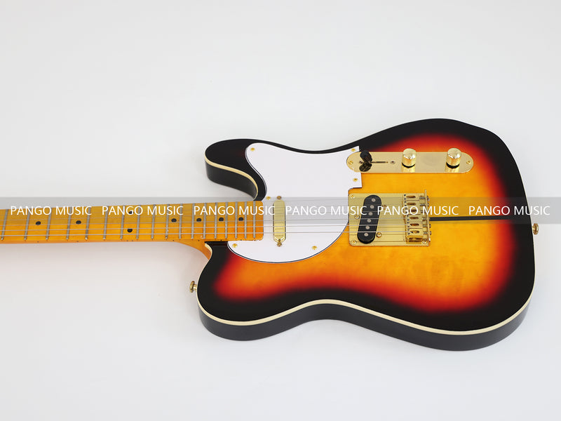 PANGO MUSIC Tele Style Neck-through Electric Guitar with Gloss 3-Tone Sunburst Finish (GKS-048)