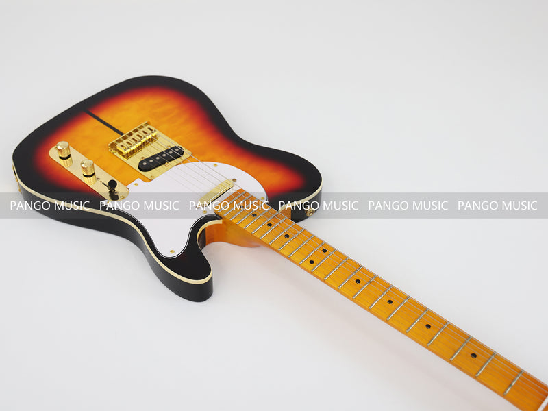 PANGO MUSIC Tele Style Neck-through Electric Guitar with Gloss 3-Tone Sunburst Finish (GKS-048)